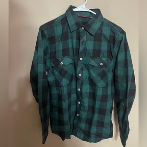 Green and black flannel shirt